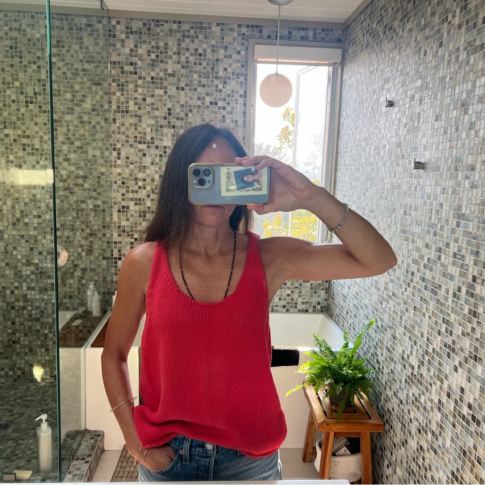 Red Knit Tank Top by Babaa